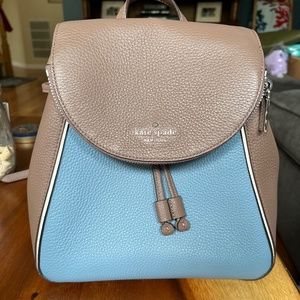 KATE SPADE LEILA MEDIUM FLAP BACKPACK BLUE TAN